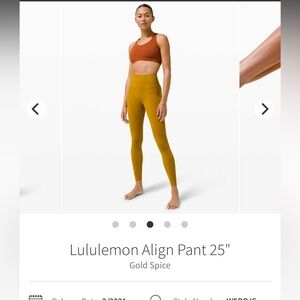 Lululemon Align gold spice Size 10